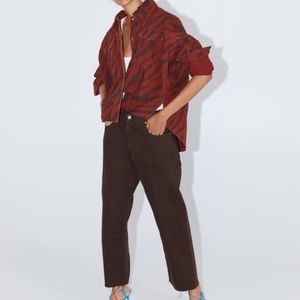 Zara Burgundy Animal Print Oversized Jacket